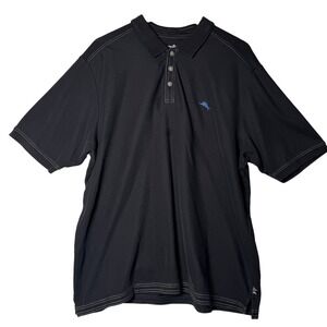 Tommy Bahama Mens Size XXL Black Polo‎ Shirt Supima Cotton Golf